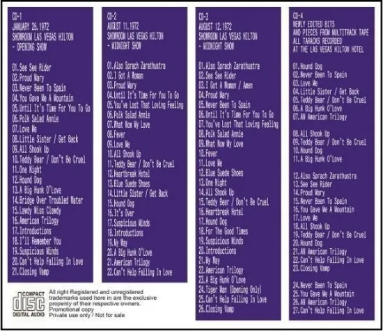 ELVIS PRESLEY / LIVE AT THE LAS VEGAS HILTON 1972 (4CDR)