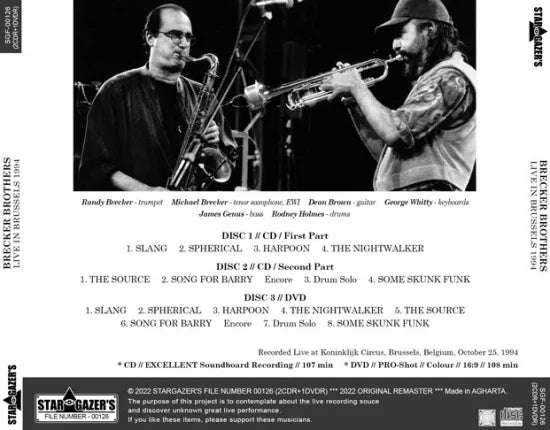BRECKER BROTHERS / LIVE IN BRUSSELS 1994 (2CDR+1DVDR)