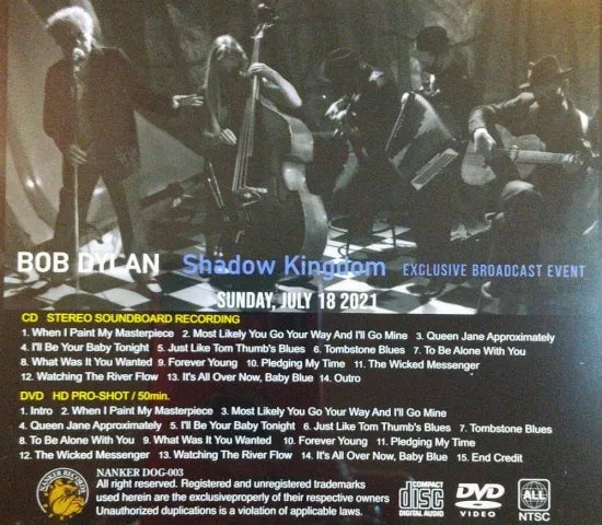 BOB DYLAN / Shadow Kingdom Stereo SBD & HD Pro-shot (1CD +1DVD)