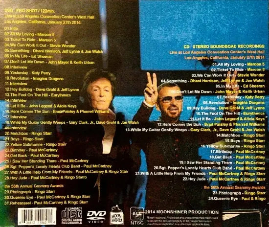 THE BEATLES / The Night That Changed America A Grammy Salute 2014 PROSHOT 123min/ SOUNDBOAD (1DVDR+1CDR)