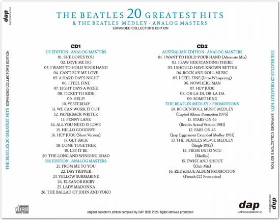 THE BEATLES / 20 GREATEST HITS & THE BEATLES MEDLEY ANALOG MASTERS (2CD)