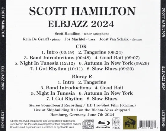 SCOTT HAMILTON / ELBJAZZ 2024 STEREO SOUNDBOARD (1CDR)