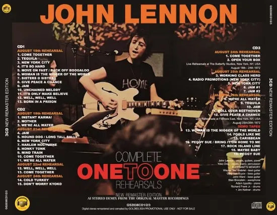 JOHN LENNON / COMPLETE ONE TO ONE REHEARSALS NEW REMASTER EDITION (3CD)