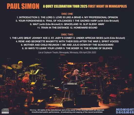 PAUL SIMON / A QUIET CELEBRATION TOUR 2025 FIRST NIGHT IN MINNEAPOLIS (2CDR)