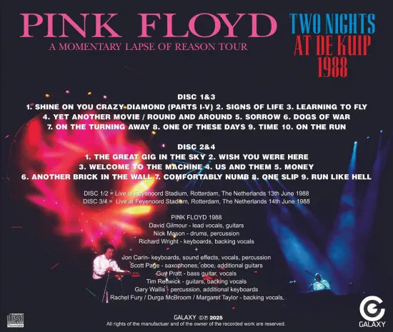 PINK FLOYD / TWO NIGHTS AT DE KUIP 1988 A MOMENTARY LAPSE OF REASON TOUR (4CDR)