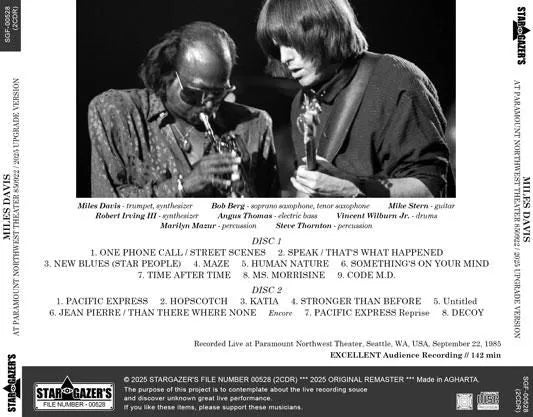 MILES DAVIS / AT PARAMOUNT NORTHWEST THEATER 850922 2025 UPGRADE VERSION (2CDR)