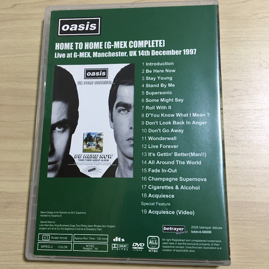 Oasis HOME TO HOME G-MEX COMPLETE DVD 19 Tracks factory pressed 