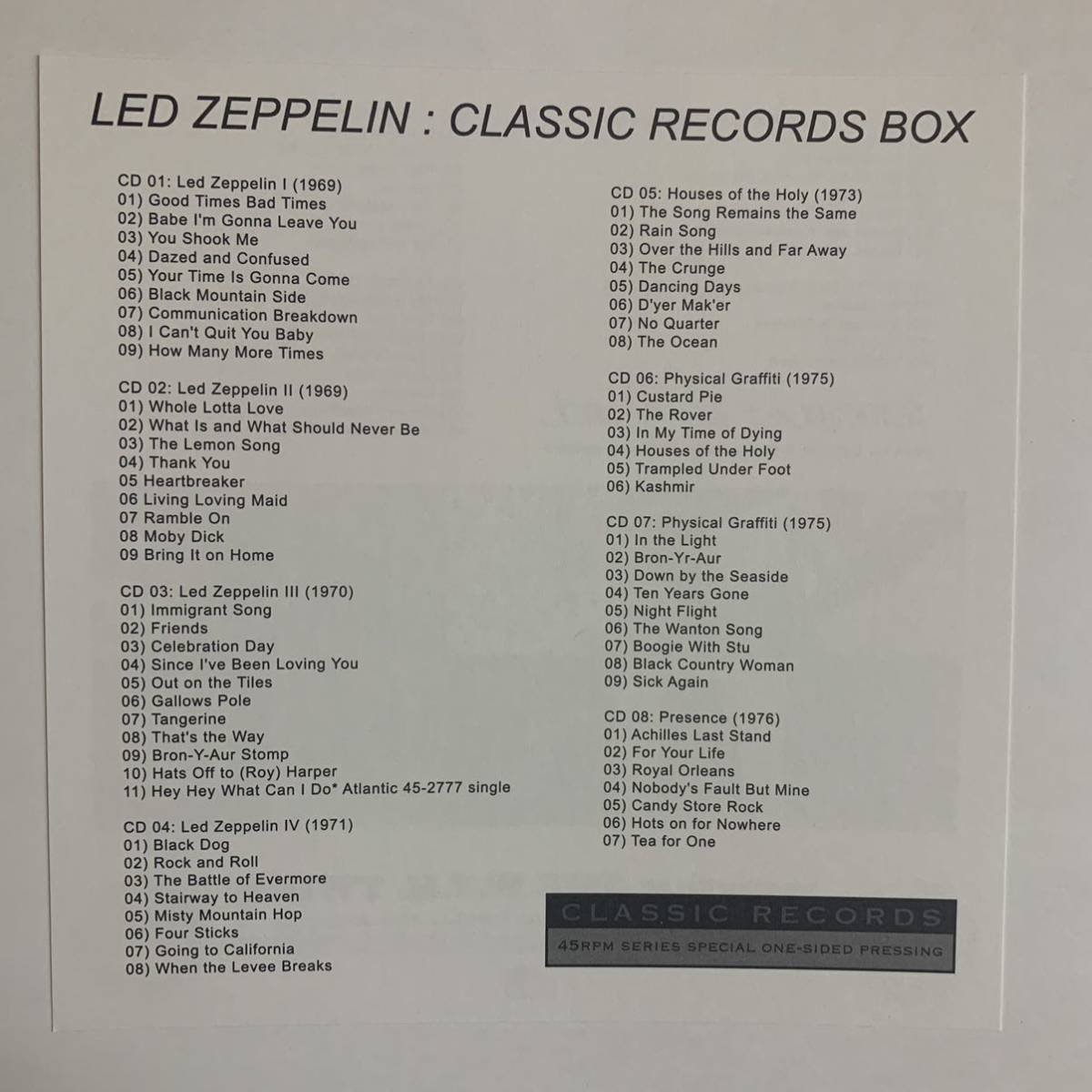 Led Zeppelin / Classic Records 45 RPM One Side Pressing 12CD Box Empre –  Music Lover Japan