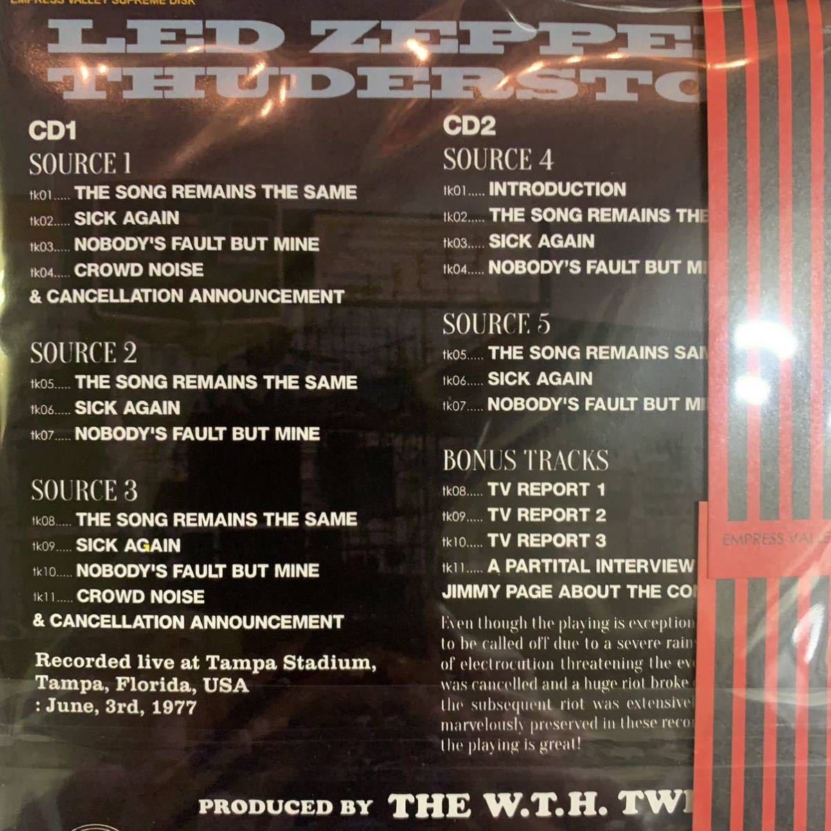 LED ZEPPELIN / THUNDER STORM TAMPA STADIUM 1977 promo version (2CD)