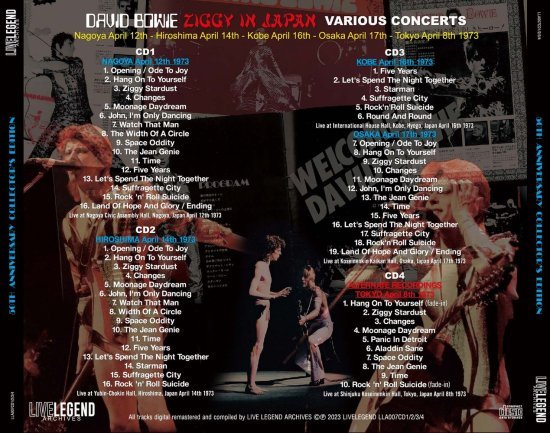 DAVID BOWIE / ZIGGY IN JAPAN 1973 NAGOYA HIROSHIMA KOBE OSAKA+TOKYO VARIOUS CONCERTS (4CD)