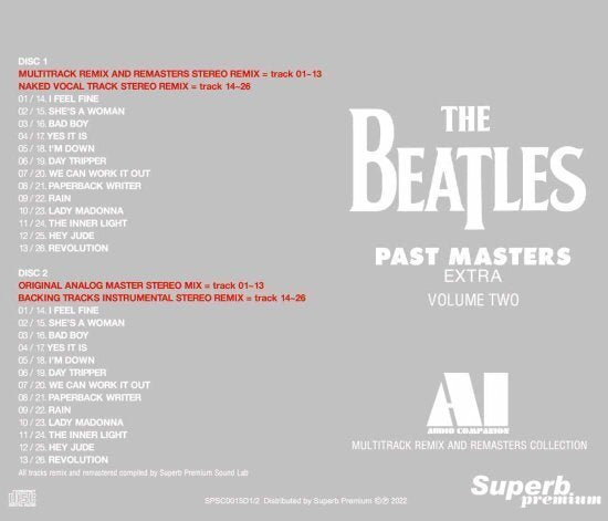 THE BEATLES / AI AUDIO COMPANION PAST MASTERS ANTHOLOGY STUDIO TRACKS 5 titles (10CD)