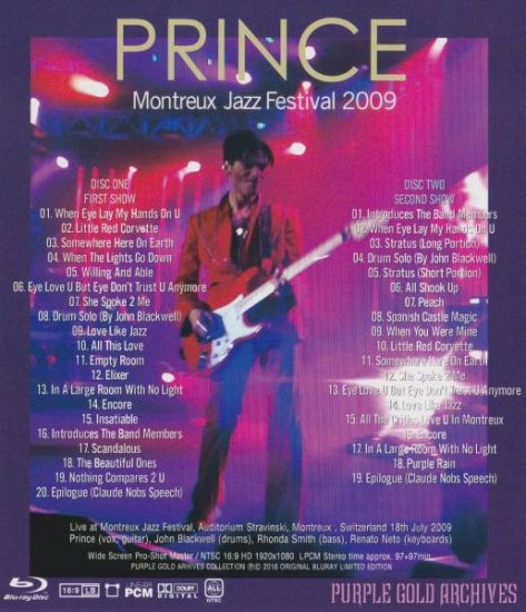 PRINCE / MONTREUX JAZZ FESTIVAL 2009 Blu-ray NTSC (2BDR