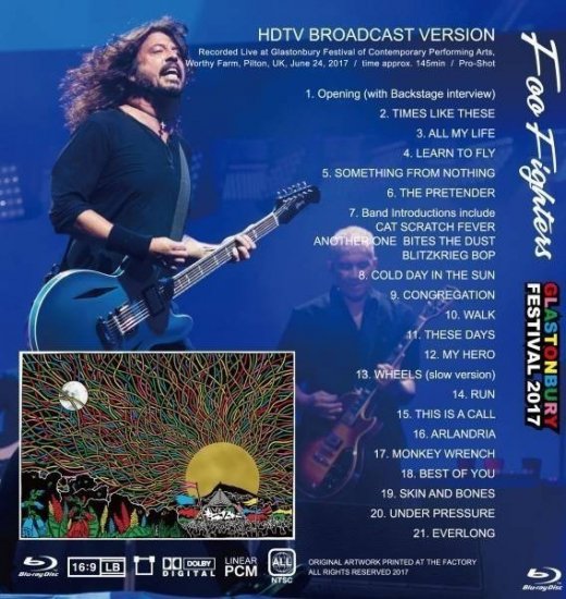 FOO FIGHTERS / GLASTONBURY FESTIVAL 2017 (1BDR)