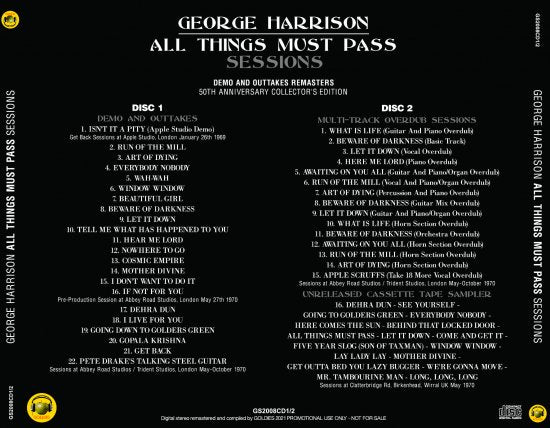 GEORGE HARRISON / ALL THINGS MUST PASS SESSIONS (2CD) – Music 