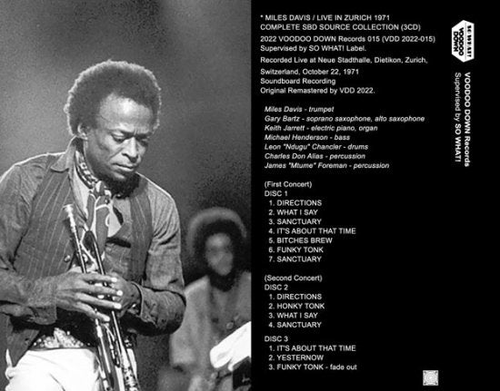 MILES DAVIS / LIVE IN ZURICH 1971 COMPLETE SBD SOURCE COLLECTION (3CD+LTD.1DVDR)