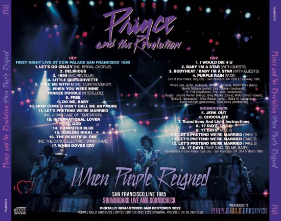 PRINCE and the Revolution / WHEN PURPLE REIGNED : SAN FRANCISCO 