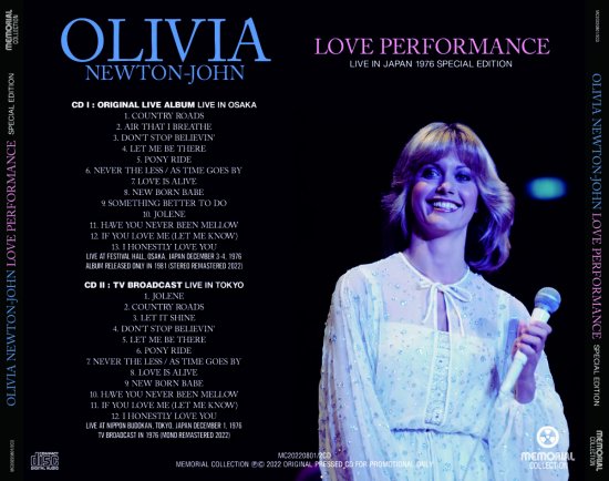 OLIVIA NEWTON-JOHN / LOVE PERFORMANCE LIVE IN JAPAN 1976 SPECIAL 