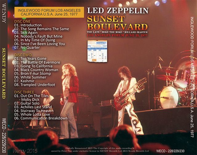 LED ZEPPELIN / SUNSET BOULEVARD 1977 【3CD】 – Music Lover Japan