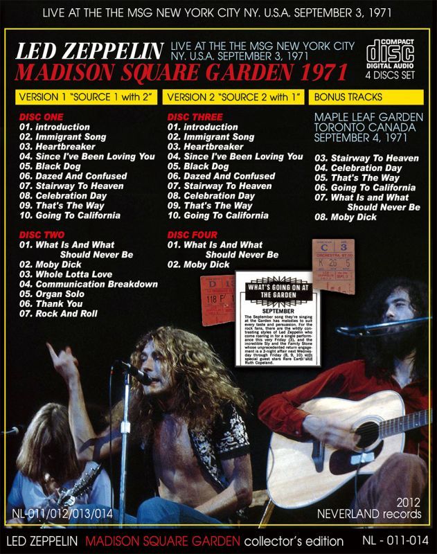 LED ZEPPELIN / MADISON SQUARE GARDEN 1971 collector's edition