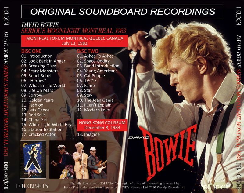 DAVID BOWIE / SERIOUS MOONLIGHT MONTREAL 1983 【2CD】