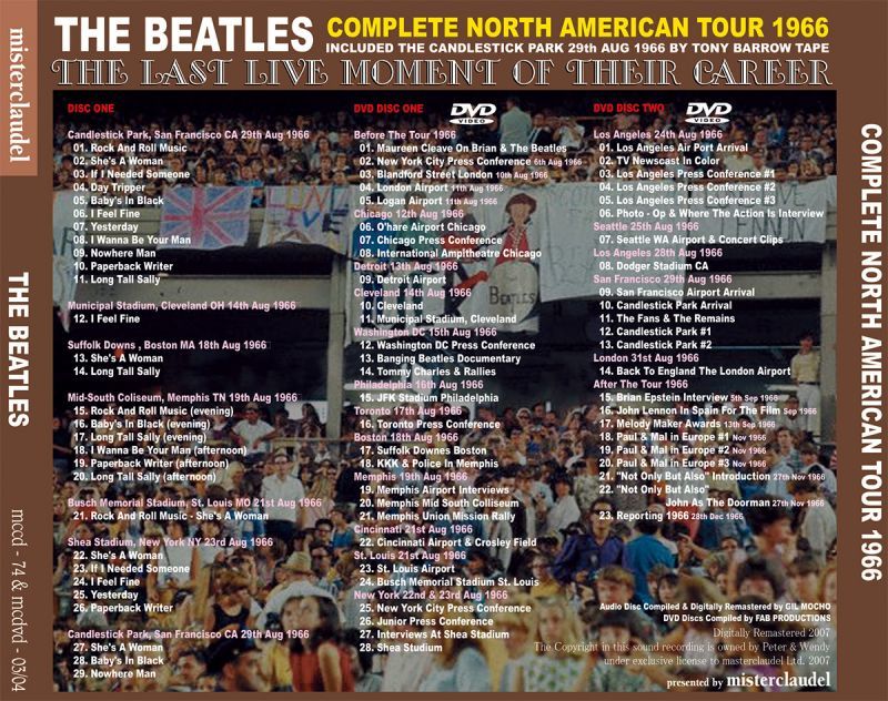 THE BEATLES / COMPLETE NORTH AMERICAN TOUR 1966 【CD+2DVD】