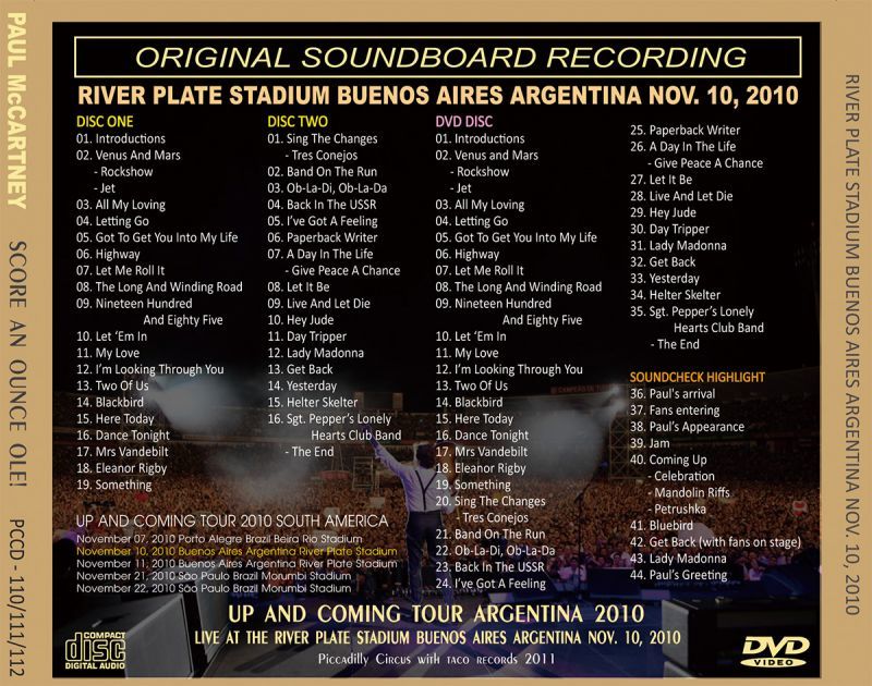 PAUL McCARTNEY / FIRST NIGHT ARGENTINA 2010 【2CD+DVD】