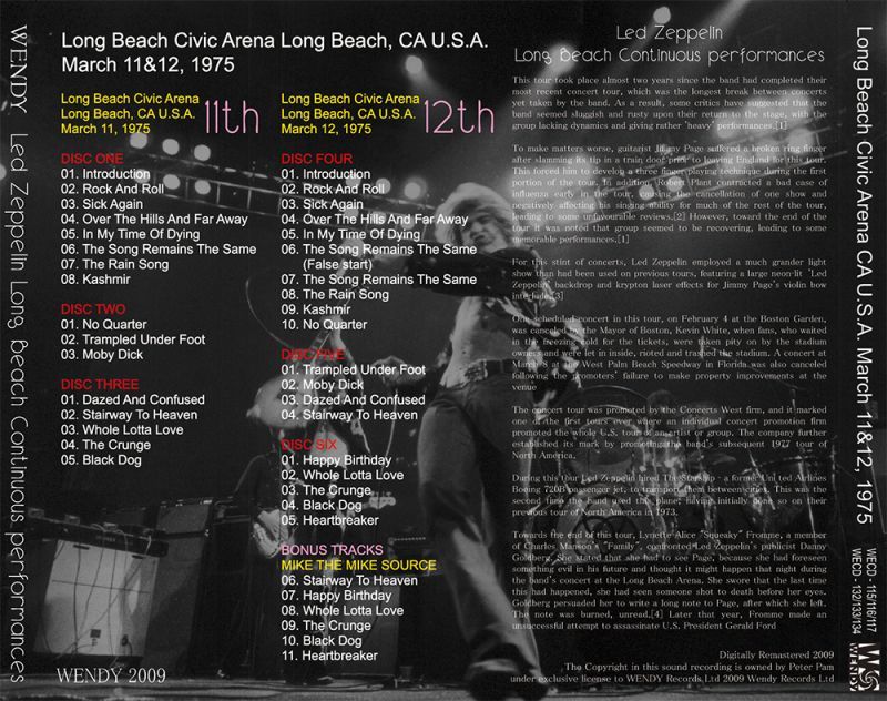 LED ZEPPELIN / LONG BEACH CONTINUOUS PERFORMANCES 【6CD】