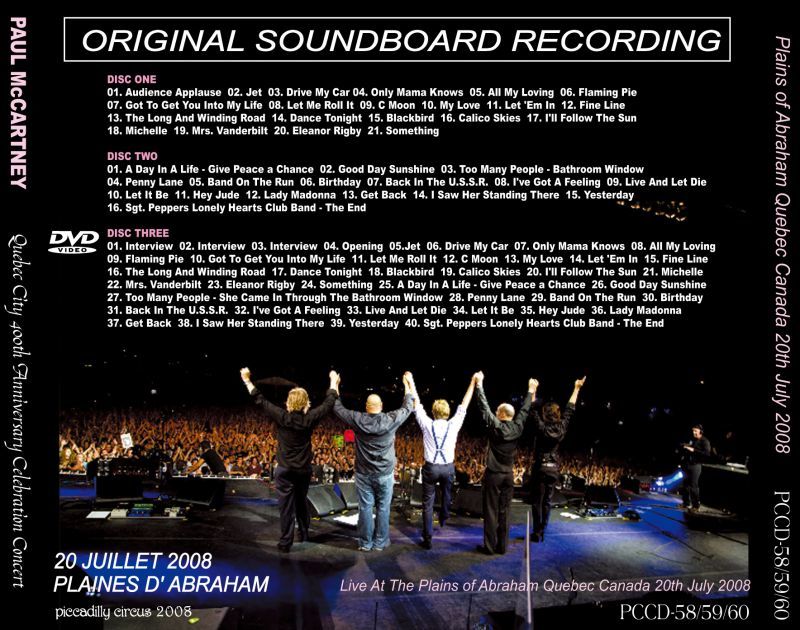 PAUL McCARTNEY / QUEBEC CITY 400th ANNIVERSARY CELEBRATION CONCERT 【2CD+DVD】