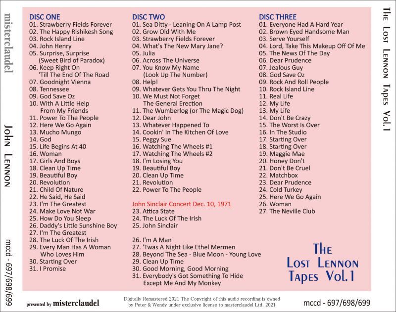 JOHN LENNON THE LOST LENNON TAPES VOL.1 3CD – Music Lover Japan