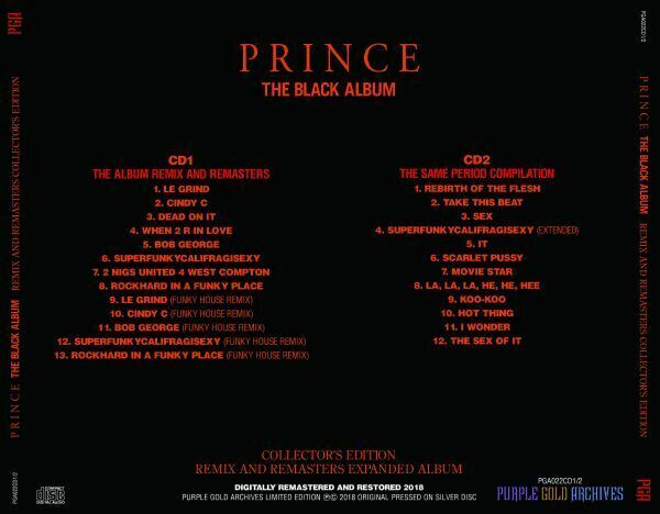 Prince The Black Album Collector's Edition 2CD Remix And Remasters Expanded Album