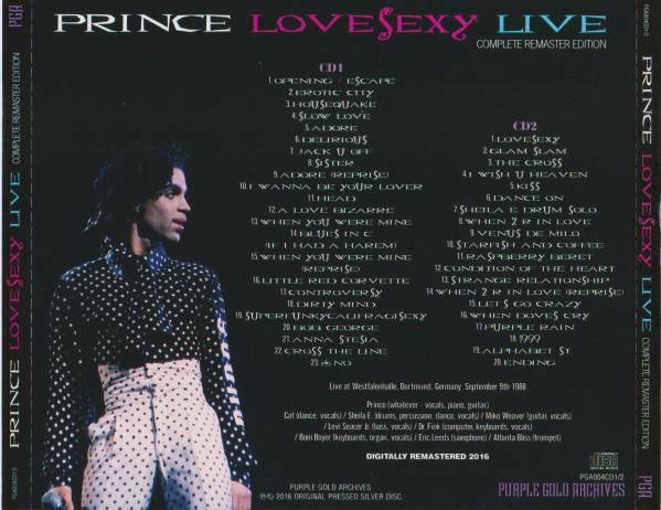 PRINCE / LOVESEXY LIVE 1988 Digital Remastered Edition (2CD)