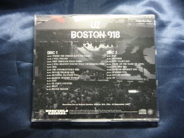 U2 Boston 918 Joshua Tree Tour 1987 2CD Moonchild Records
