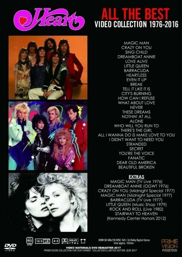 Heart All The Best Video Collection 1976-2016 Factory Pressed DVD 36 Tracks