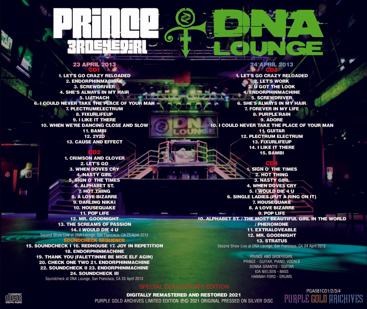 Prince DNA Lounge Live Out Loud Tour 2013 Special Collector's Edition 4 CD