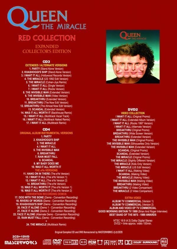QUEEN / THE MIRACLE EXPANDED COLLECTOR'S RED (2CD+DVD)
