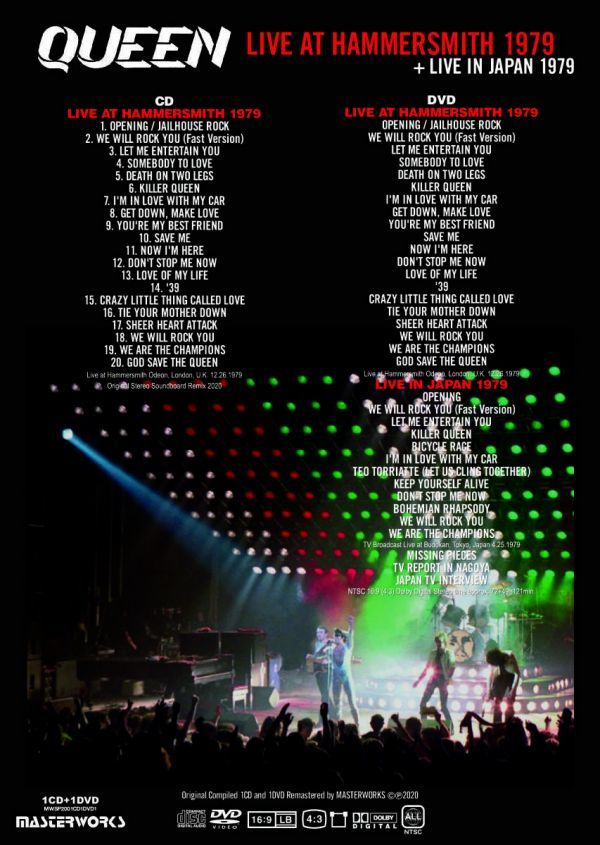 QUEEN / LIVE AT HAMMERSMITH 1979 + JAPAN 1CD 1DVD