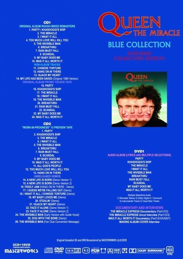 QUEEN / THE MIRACLE - EXPANDED COLLECTOR'S Edition BLUE (2CD+DVD