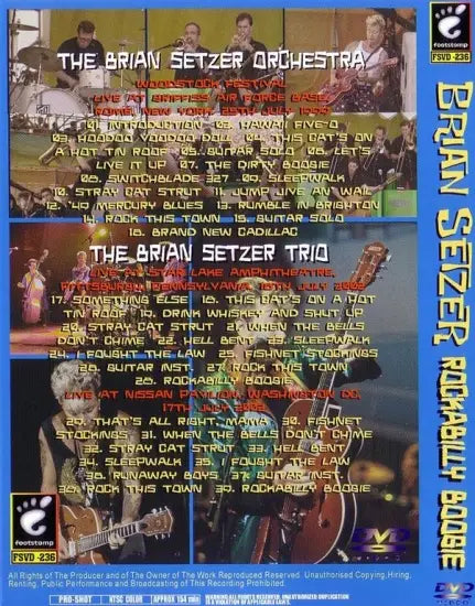 BRIAN SETZER ORCHESTRA / ROCK A BILLY BOOGIE  LIVE IN USA  1999 & 2002 (1DVDR)