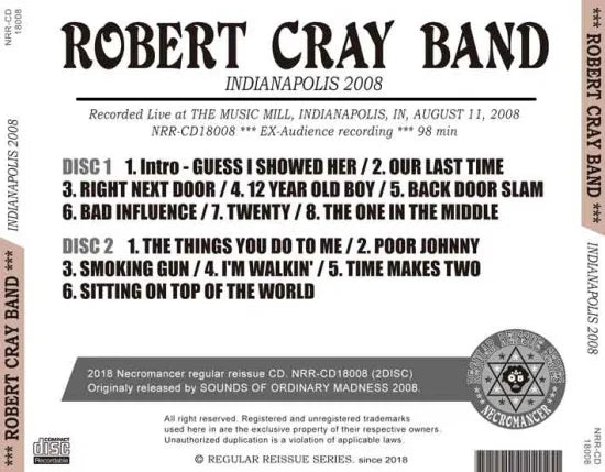 ROBERT CRAY BAND / INDIANAPOLIS 2008 (2CDR)