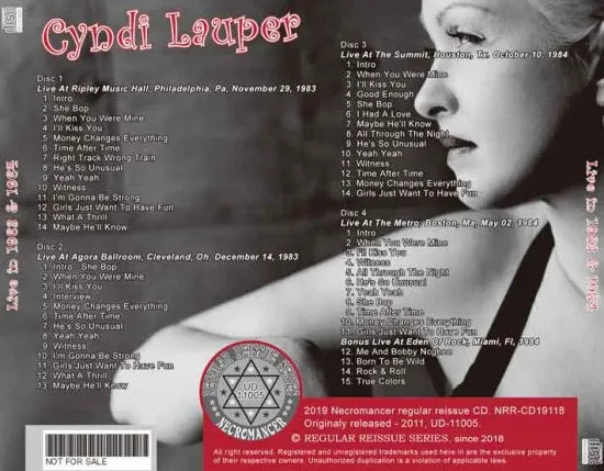 CYNDI LAUPER / LIVE IN 1983 & 1984 (4CDR)