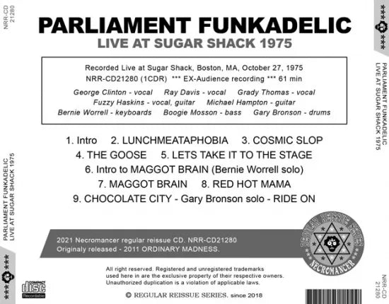 PARLIAMENT FUNKADELIC / LIVE AT SUGAR SHACK 1975 (1CDR)