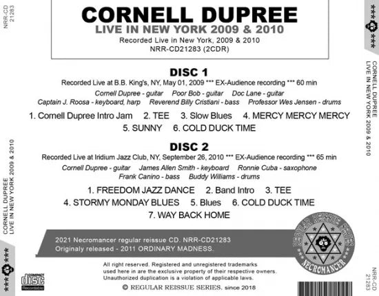 CORNELL DUPREE / LIVE IN NEW YORK 2009 & 2010 (2CDR)