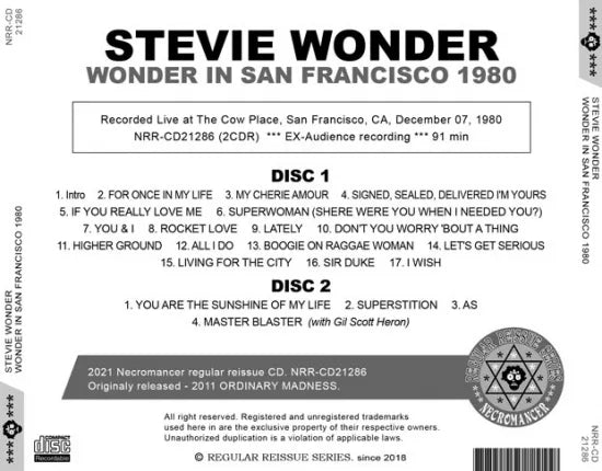 STEVIE WONDER / WONDER IN SAN FRANCISCO 1980 (2CDR)