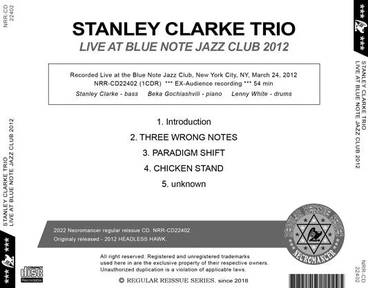 STANLEY CLARKE TRIO / LIVE AT BLUE NOTE JAZZ CLUB 2012 (1CDR)