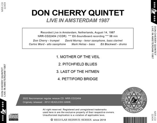 DON CHERRY QUINTET / LIVE IN AMSTERDAM 1987 (1CDR)