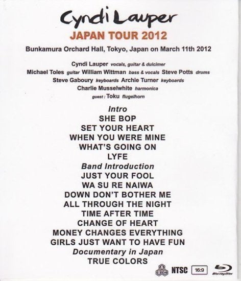 CYNDI LAUPER / JAPAN TOUR 2012 (1BDR)