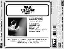 Load image into Gallery viewer, MILES DAVIS / BELGRADE CONCERT 1971 Upgrade Version 1CDR SOUNDBOARD
