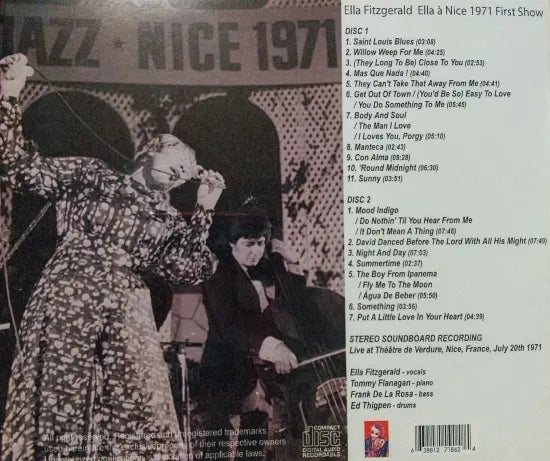 Ella Fitzgerald / Ella à Nice 1971 First Show STEREO SOUNDBOARD (2CDR)