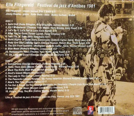 Ella Fitzgerald / Festival de jazz d'Antibes 1981 STEREO SOUNDBOARD (2CDR)