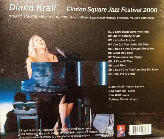 Diana Krall / Clinton Square Jazz Festival 2000 STEREO SOUNDBOARD (1CDR)